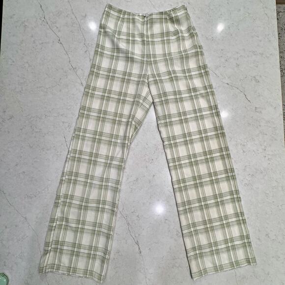 West of Melrose Green Plaid Straight-Leg Pants Women's Small Preppy Cottage - Picture 6 of 14